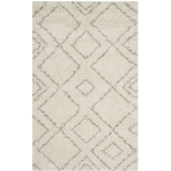 SAFAVIEH Arizona Basil Geometric Shag Area Rug, Ivory/Beige, 3'2" x 5'