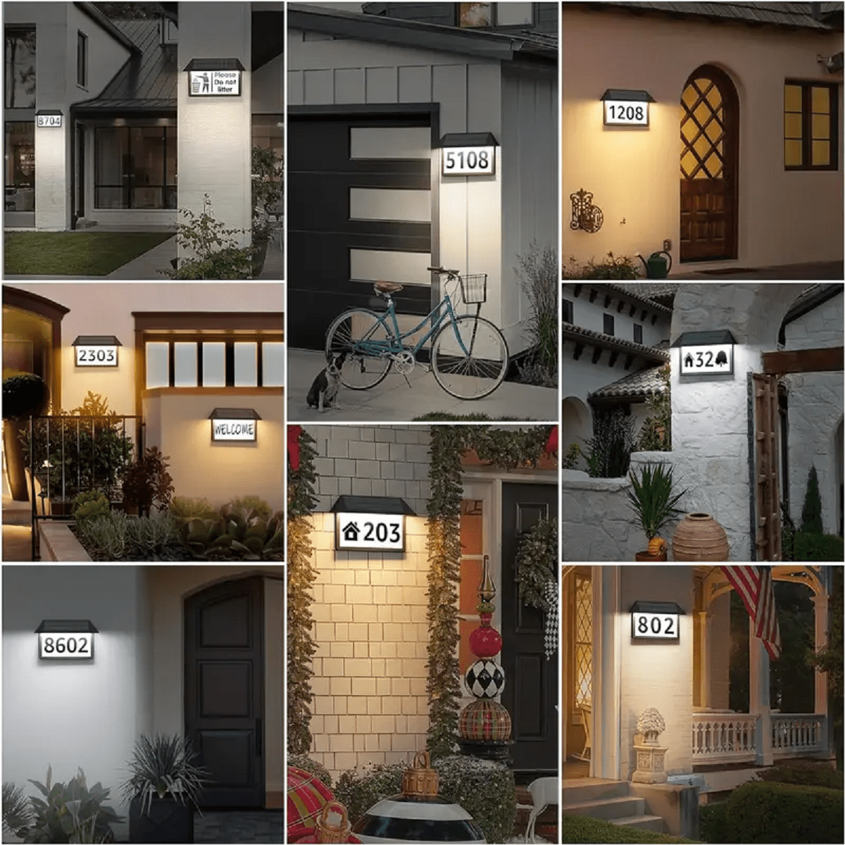 Solar Address Sign, Lighted Address Plaque Outdoor Waterproof, Illuminated Address Numbers, House Numbers for Outside