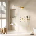 thumbnail image 4 of Boyel Living Wall Mounted 22 inch Rectangular Dual-function Rainfall Waterfall Shower Head 4 Function Thermostatic Shower System , with 6 Body Jets,Brushed Gold, 4 of 8