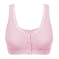 thumbnail image 1 of Gibobby Brasier Cierre Frontal Sujetador de mujer sin anillo de, chaleco fruncido, botón abierto frontal, ropa interior, diseño de botón de encaje(Rosa,X-Grande), 1 of 2