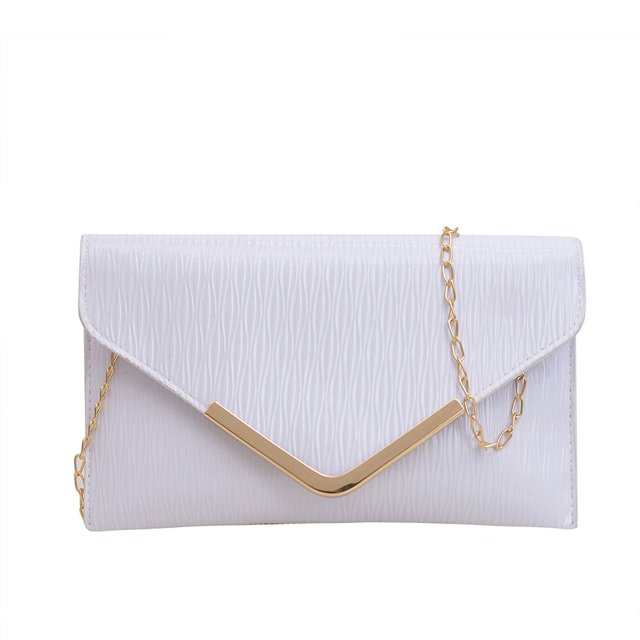 Bolso tipo sobre Likrtyny Plisado Bolso Noche Bandolera con Cadena Blanco