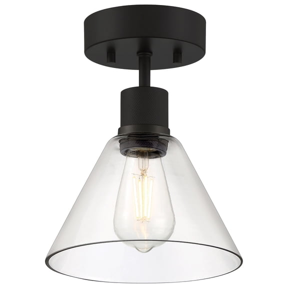 63146LEDDLP-MBL/CLR Access Lighting Port Nine - 9W 1 LED Semi-Flush Mount In Transitional Style-11 Inches Tall and 8 Inches Wide-Matte Black