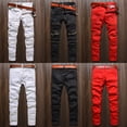 thumbnail image 3 of Men Pants Biker Denim Fashion Zipper Skinny Straight Fit Distressed Ripped Jeans, 3 of 5