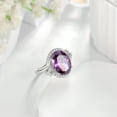 thumbnail image 6 of Juwaliy Halo Oval 8Ct Women Ring 925 Sterling Silver February Birthstone Amethyst Purple Crystal Jewelry Mother Grandma Birthday Valentine's Day Gift, 6 of 11