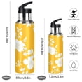 thumbnail image 2 of 1000ml Vacuum Insulated Sports Water Bottle with Foldable Straw Stainless Steel Portable Thermos Cup White Floral Silhouettes, 2 of 7