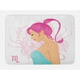 thumbnail image 1 of Zodiac Scorpio Bath Mat, Illustration of a Scorpio Sign as a Young Woman in a Blue Dress, Non-Slip Plush Mat Bathroom Kitchen Laundry Room Decor, 29.5 X 17.5 Inches, Pink Turquoise Beige, Ambesonne, 1 of 2