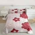 thumbnail image 2 of Manfei Cute Flower Floral Bedding Comforter Set,Retro Minimalism Aesthetic Twin Comforter Sets,Red Pink Bedding Set For Kids,Luxury Bedroom Decor Reversible,2pcs, 2 of 8