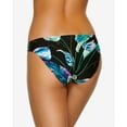 thumbnail image 2 of HULA HONEY Women's Black Tropical Print Stretch Lined Bikini Moderate Coverage Ring Twisted Palms Hipster Swimsuit Bottom XL, 2 of 2