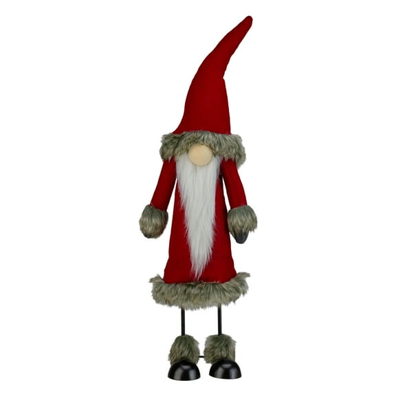 Northlight Standing Santa Gnome with Faux Fur Christmas Figurine - 17" - Red