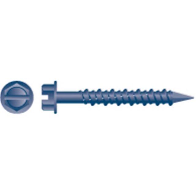Strong-Point PCH428 0.25 x 1.75 in. Slotted Indented Hex Washer Head Screws Notched Thread Blue Ceramic Coating Box of 125