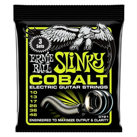 Ernie Ball 3721 Cobalt Regular Slinky Electric Guitar Strings 3-Pack