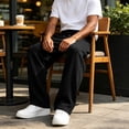 thumbnail image 7 of Domuza Sweatpants for Men Loose Fit Joggers Straight Wide Leg Lounge Pants Drawstring Elastic Waist Sweat Pants with Pockets, 7 of 7