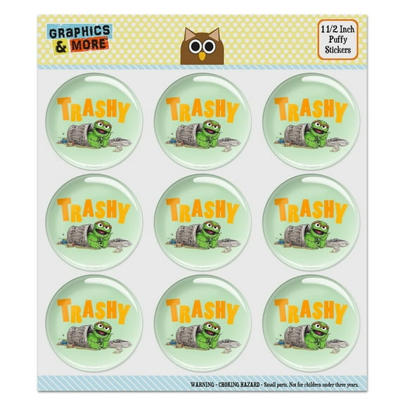 Sesame Street Trashy Oscar the Grouch Puffy Bubble Dome Scrapbooking Crafting Sticker Set