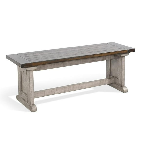Pemberly Row Modern / Contemporary Wood Dining Bench in Gray
