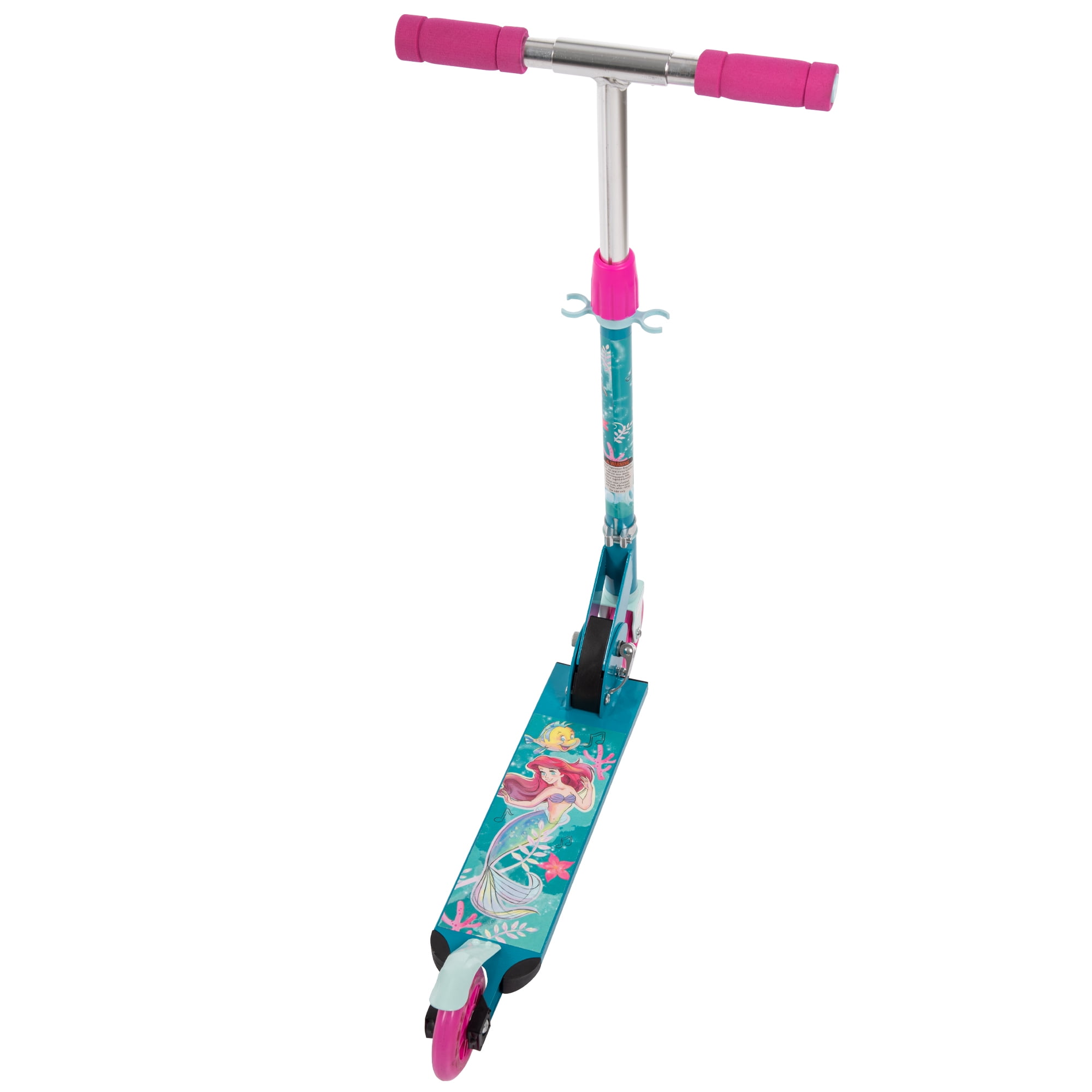 Disney Ariel Girls' Inline Folding Kick Scooter, for Children Ages 5+ Years, by Huffy, Teal