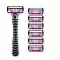 thumbnail image 4 of Men's 6-blade manual razor set with anti-slip strips for 10 occasions - a must-have tool for daily hair removal for men and women, 4 of 11
