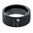 thumbnail image 2 of Tungsten Love Heart Pleasure Positive Emotions Band Ring 9mm Men Women Comfort Fit Black Flat Cut Brushed Polished, 2 of 4