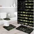 thumbnail image 3 of ZHANZZK American Flag 4 Piece Bathroom Set Shower Curtain Bath Rug Contour Mat and Toilet Lid Cover, 3 of 8