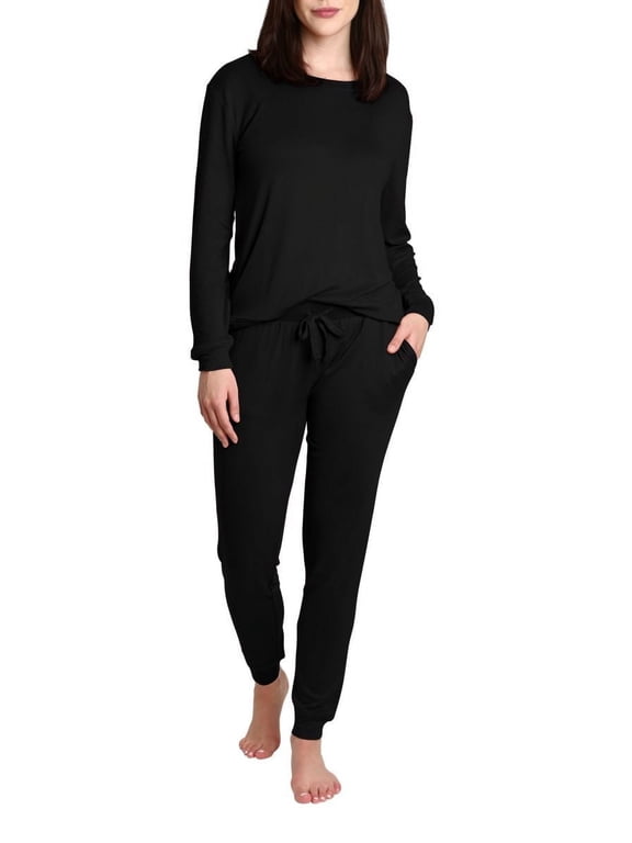 Women's and Women's Plus Sleep Long Sleeve Pajama Jogger Set