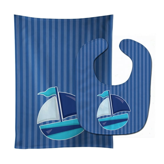 Nautical Sailboat 2 Baby Bib and Burp Cloth