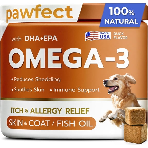 Bark&Spark Omega-3 Fish Oil Chews for Dogs - Wild Alaskan Salmon Oil - Itch & Allergy Relief, Shedding & Skin & Coat Support (120 ct)