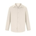 thumbnail image 1 of Blusa y camisa de manga larga con cuello vuelto para hombre, informal, de moda, de manga larga, con botones, lisa, con cuello vuelto, blusa de poliéster para hombre, 1 of 4