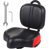 Bike Seat with Backrest,Extra Wide Bicycle Seat with Back Support,Extra-Large Bicycle Seat with Padded PU Cushion Saddle Fit for Tricycle Mountain E-Bike, Includes Installation Tools