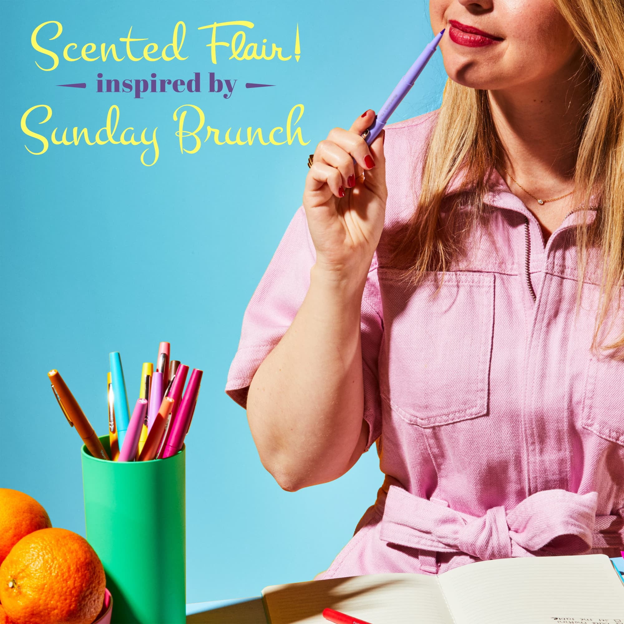 Paper Mate Flair Scented Felt Tip Pens, Assorted Sunday Brunch Scents and Colors, 0.7mm, 6 Count