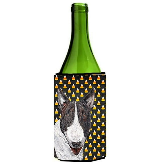 Bull Terrier Halloween Candy Corn Wine Bottle   Hugger