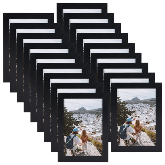 3.5x5 Picture Frames Set of 18, Black 3.5 by 5 Photo Frame for Wall Mount or Tabletop