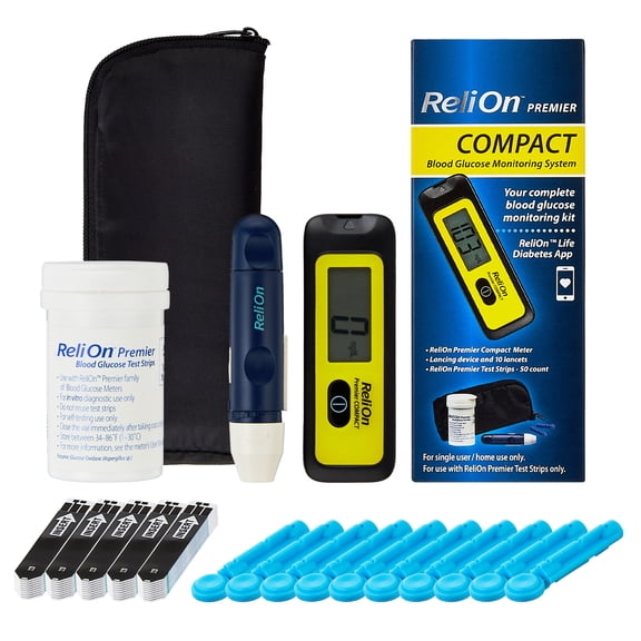 ReliOn Premier COMPACT Complete Blood Glucose Monitoring Kit