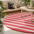 thumbnail image 3 of Round Area Rugs 5Ft, Boho Red Stripe Non-Slip Washable Circle Rugs Carpet, Abstract Geometric White Minimalist Indoor Outdoor Rug Floor Mats Throw Runner for Bedroom Living Room Bathroom, 3 of 8