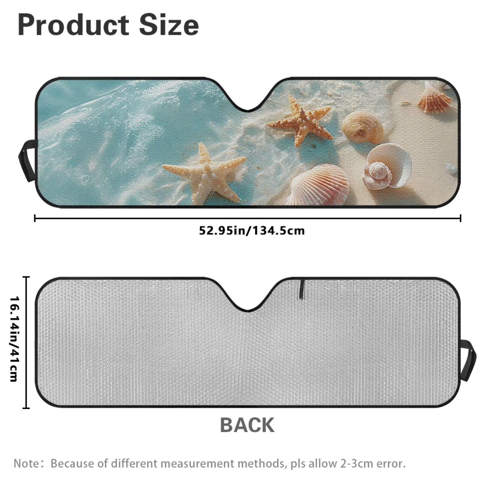 Binienty Car Front Windshield Sun Shade for Jeep Wrangler Rubicon/Sahara 2007-2025 Sun Visor for Car Windshield Foldable UV Ray Protector Sunshade for Jeep Wrangler Accessories, Beach Starfish Conch