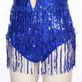 thumbnail image 6 of Doomiva Women Glittery Sequins Tassel Bodysuit Nightclub Show Stage Team Latin Jazz Salsa Dancewear Royal Blue L, 6 of 7