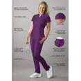 thumbnail image 3 of Adar Addition Go-Higher Scrub Set For Women - Notched V-Neck Scrub Top & Skinny Cargo Scrub Pants - A9600 - Eggplant - L, 3 of 7