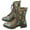 Green, variant on Fesfesfes Black Platform Boots for Women Printed Embroidered Boots Over Feet Round Toe Chunky Ankle Boots 8(39)