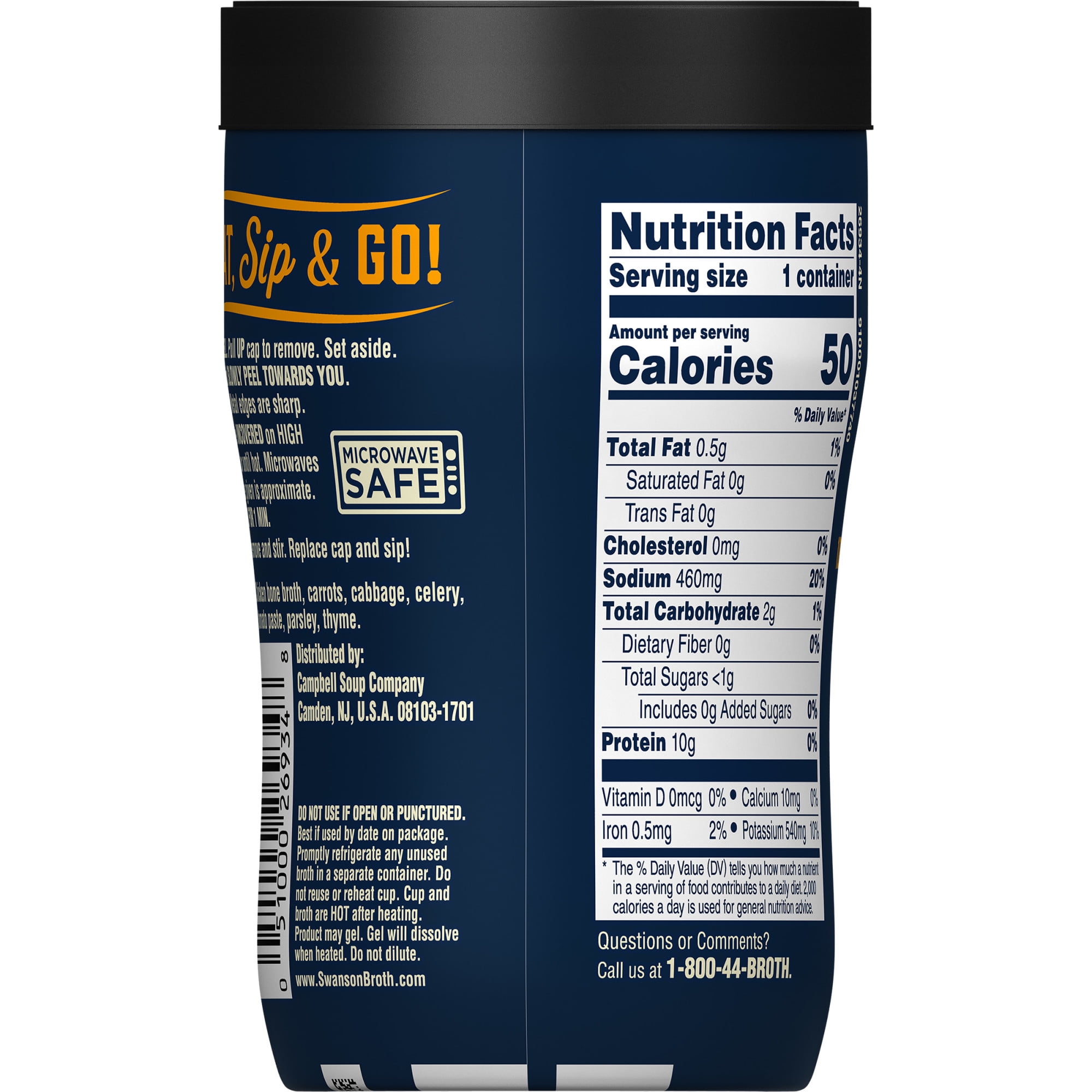 Swanson Sipping Chicken Bone Broth, 10.75 oz Microwavable Cup