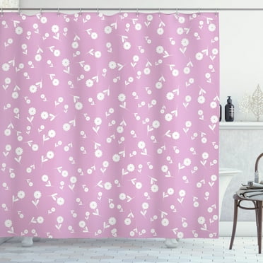 Ambesonne Western Shower Curtain, Floral Heart Leaves, 69"Wx70"L, Lilac White