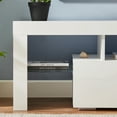thumbnail image 4 of Corner TV Console Table, Modern White TV Stand with High-Gloss LED Lights, Media Storage Console Table TV Cabinet, Entertainment Center for Bedroom Living Room Furniture, 51.2"Lx13.8"Wx17.7"H, W14574, 4 of 8