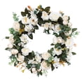thumbnail image 2 of Veeogra Artificial Floral Wreath,Front Door Wreath,17.7" White Rose Eucalyptus Wreath,Rustic Handmade Floral Decor,All Season Round Wreath,Indoor & Outdoor Decor,Wreaths For Front Door Outside, 2 of 9