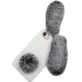 thumbnail image 3 of Plush Rabbit Case for iPhone 15 6.1",Fluffy Fuzzy Cute 3D Bunny Ears Soft Warm Case Faux Fur Shockproof TPU Back Cover with Bling Diamond Chic Bowknot,Black and White, 3 of 9