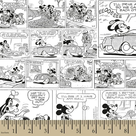 Disney Cars Cotton Fabric - Disney Mickey & Minnie Black and White Comic Cotton Fabric by the yard