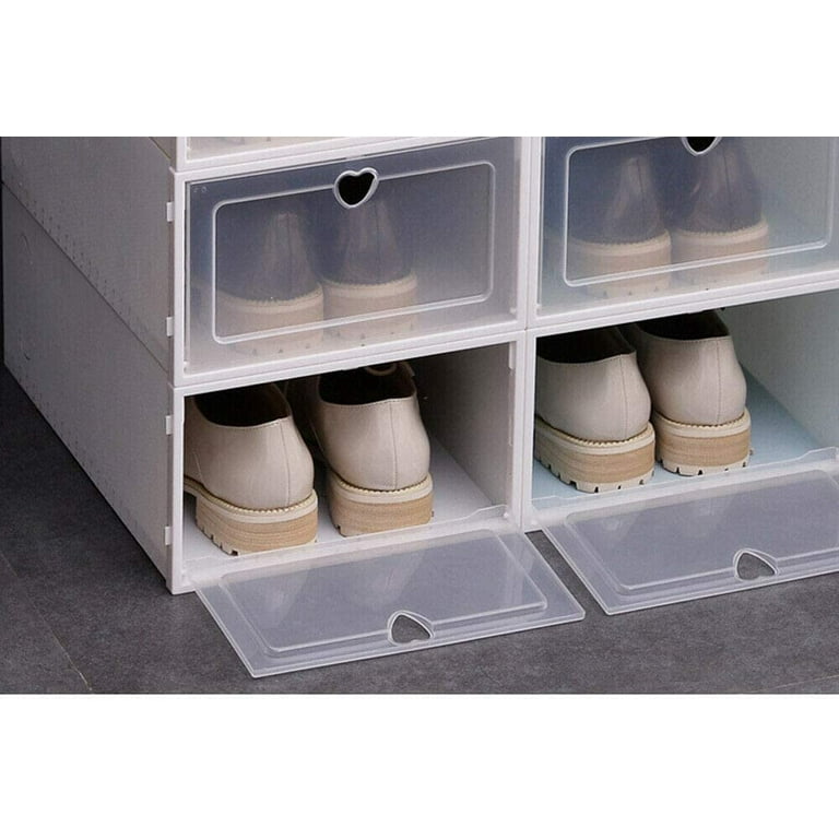 10/20pcs Clear Plastic Stackable Foldable Shoe Boxes Shoes Storage