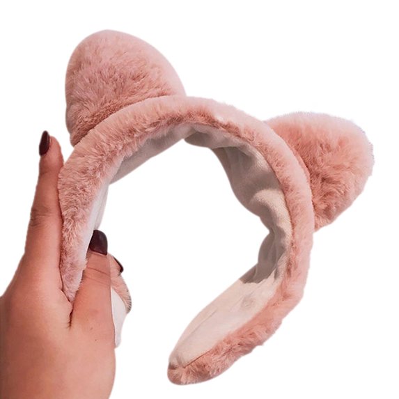Seyurigaoka Plush Cute Furry Cat Ears Headband Hair Band Makeup Headwrap Party