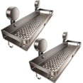 thumbnail image 3 of Repisa para Baño, Organizador de Ducha de Metal con Ventosa, Doble Capa con Ganchos y Barra, Estante Rectangular para Accesorios de Baño Gris, 3 of 4