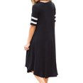 thumbnail image 4 of Femmes Rayé Col Rond Taille Haute Asymétrique Ourlet T-shirt Midi Robe, 4 of 4
