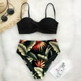 thumbnail image 2 of Miluxas Plus size Swimsuits clearance Women Print Bikini Push-Up Pad Swimwear Swimsuit Beachwear Set Black 10(XL), 2 of 5