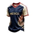 thumbnail image 2 of Zimjoy Mexico Soccer Jersey T-Shirt for Men 2026 World Soccer Game National Team 2D Graphic V Neck Short Sleeve Tee Navy M, 2 of 5