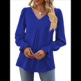 thumbnail image 2 of Blusas de Larga para Mujer 2025, Elegantes, Informales, con Cuello en V, Tipo Túnica, Blusa Holgada de para el Trabajo. Azul L, 2 of 5