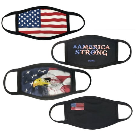 4Pcs AMERICA Print Unisex Face Mask Protect Reusable 100% Cotton Comfy Washable Made In USA
